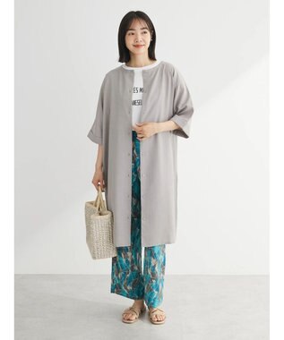 Green Parks 前後２ｗａｙミディ丈タックワンピース Gray