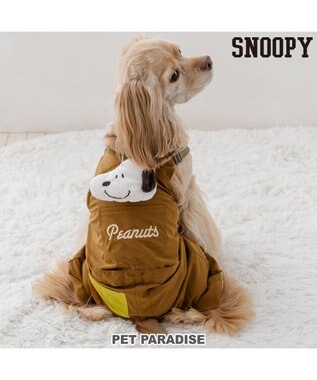  スヌーピー マスコット付き オーバーオール ブラウン 中型犬 大型犬