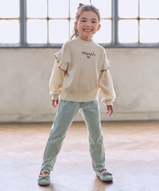 ANY KIDS 肩フリル しあわせタッチニット エクリュ