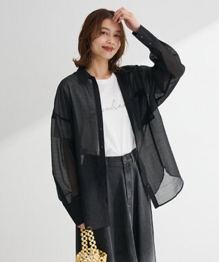 Green Parks 　・ＥＬＥＮＣＡＲＥ　ＤＵＥ　ラメシアー長袖シャツ Charcoal Gray