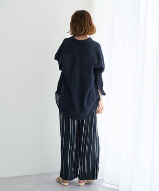 YECCA VECCA アートプリントスリットワイドパンツ Stripe