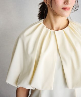 #Newans ＜亀恭子さんコラボ＞取り外し可能ケープ付きペプラムブラウス オフ