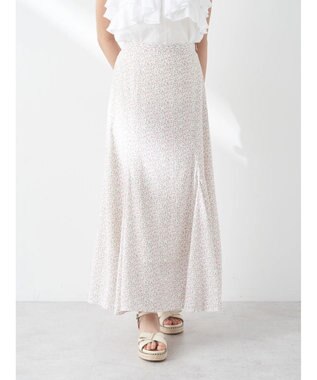 earth music&ecology 揺れる小花柄裾フレアスカート Pink