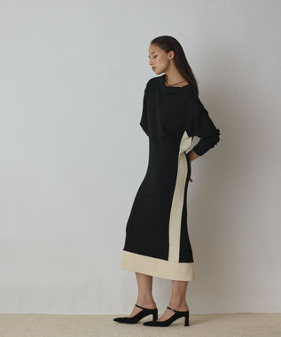 GRACE CONTINENTAL バイカラーカットワンピース ブラック