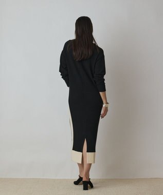 GRACE CONTINENTAL バイカラーカットワンピース ブラック