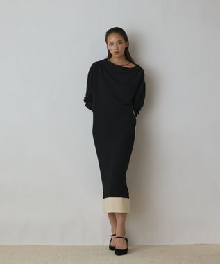 GRACE CONTINENTAL バイカラーカットワンピース ブラック
