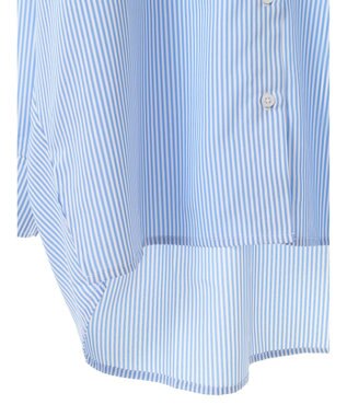 earth music&ecology フーディーシャツ Stripe Blue