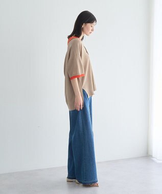 YECCA VECCA 配色ワイドポロニット Beige