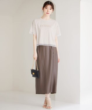 ANY SIS 【洗える】ソフトグリッターペンシル スカート モカ