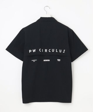 PW CIRCULUS 【MEN】【ストレッチ / 通気性】ロゴ オープンカラー シャツ ブラック系