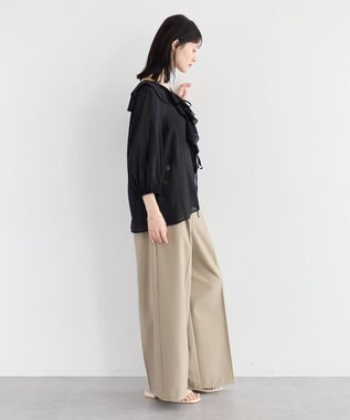 YECCA VECCA ラッフルリボンシアーブラウス Black