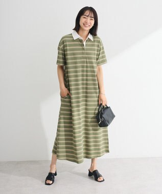 Green Parks ・ＳＵＧＡＲ　ＳＰＯＯＮ　ボーダーポロワンピース Khaki