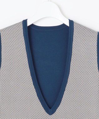 自由区 【リバーシブル・セットアップ対応・洗える】レーヨンストレッチリバーシブルニット ジャンパースカート リッツブルー×シャンパン