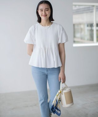 組曲 S ドビーストライプピンタック ブラウス アイボリー系