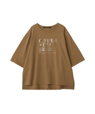 YECCA VECCA 【UVカット】ワイドスリーブ箔プリントTee Dark Beige