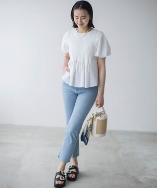 組曲 S ドビーストライプピンタック ブラウス アイボリー系