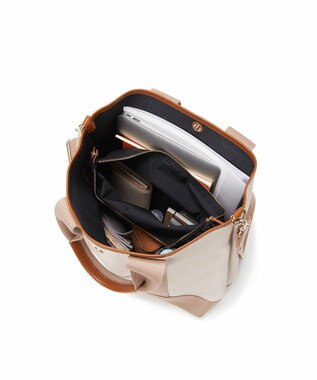 TOPKAPI 【Breath TOPKAPI】スコッチグレイン ネオレザー 縦型 A4 トート バッグ ショルダー付き L ペールベージュ
