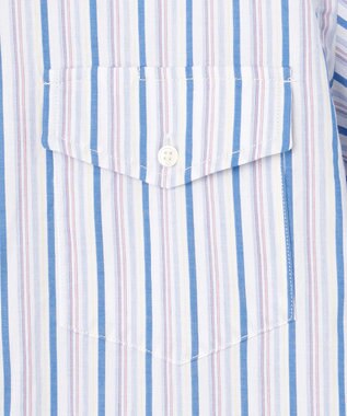 J.PRESS MEN オーガニックコットンダブルチューブマルチストライプシャツ ブルー系1