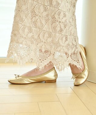 nouvelleRobe Oū 【本革・高反発】Square スクエアトゥ メタリックバレエシューズ ライトゴールド