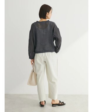 Green Parks インド綿　レース編みカーディガン Gray