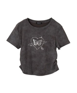 WEGO メタリックバタフライサークルロゴT スミクロ