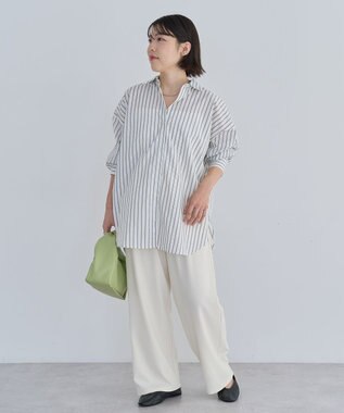 Green Parks イージーケアストライプシャツ Off White