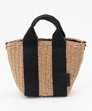 LA BAGAGERIE 【maison vert】【ペーパー素材使用】2WAYかごバッグ ブラック×ベージュ