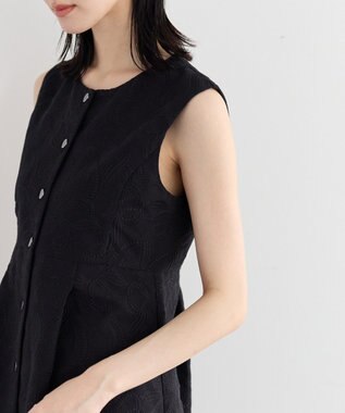 YECCA VECCA 刺繍ペプラムジレ Black