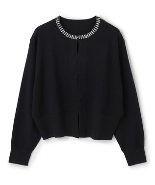 UNFILO ネックビジュー カーディガン ブラック