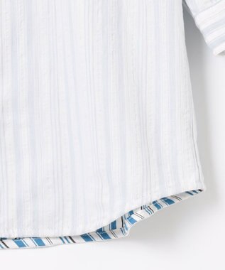 JOSEPH ABBOUD 【1枚で2通りの着こなし】オーガニックコットンリバーシブル 七分袖シャツ アイボリー系1