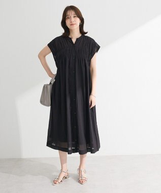 Green Parks Ｉ　シャーリングワンピース Stripe Navy