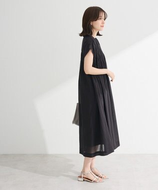 Green Parks Ｉ　シャーリングワンピース Stripe Navy