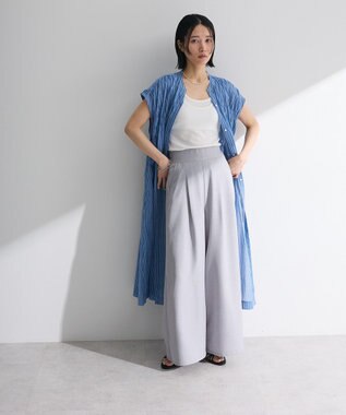 Green Parks Ｉ　シャーリングワンピース Stripe Navy