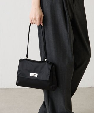 russet クラウズナイロンフラップミニトートバッグ(CE-1689) Black