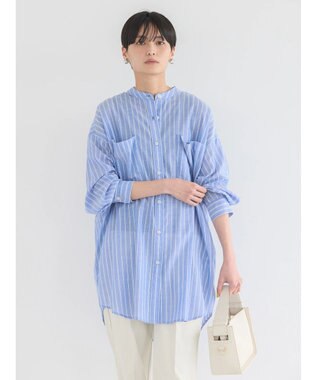 AMERICAN HOLIC イージーケア＋接触冷感　Ｗポケットシャツチュニック Stripe Navy