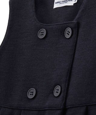 MIKI HOUSE HOT BISCUITS 【90-130cm】ポンチジャージ素材のジャンパースカート 紺