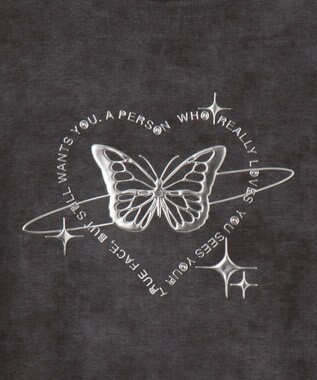 WEGO メタリックバタフライサークルロゴT スミクロ