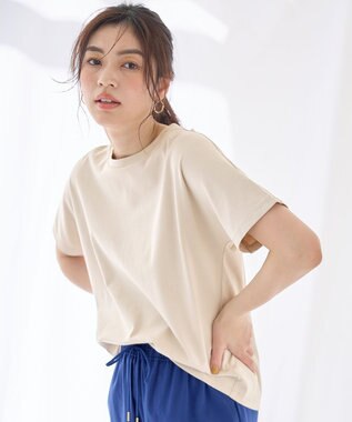 ANY 【新色追加/10色展開/洗濯機可/UVケア/接触冷感】プレミアムベーシック半袖Tシャツ ベージュ