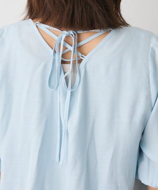 CRAFT STANDARD BOUTIQUE バックレースアップバルーンスリーブブラウス Sax