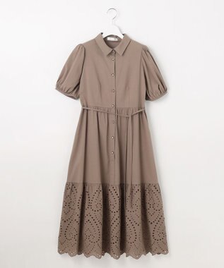 Feroux 刺繍入りシャツ ワンピース ダークブラウン系