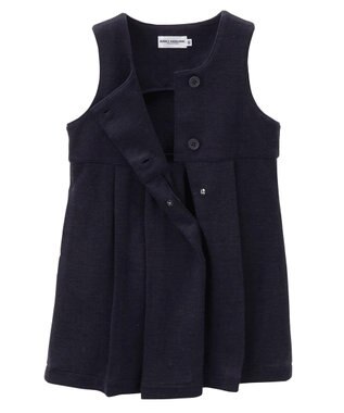 MIKI HOUSE HOT BISCUITS 【90-130cm】ポンチジャージ素材のジャンパースカート 紺