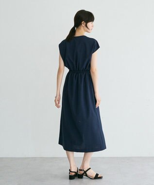 YECCA VECCA リネンライクスキッパーワンピース Navy
