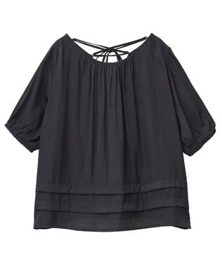 CRAFT STANDARD BOUTIQUE バックレースアップバルーンスリーブブラウス Black