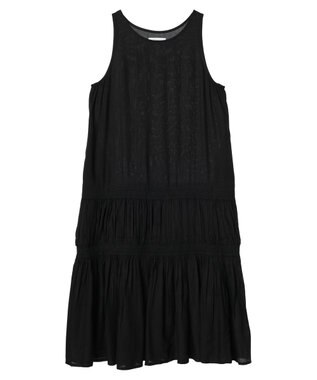 Green Parks Ｉ　ノースリスモッキング切替ワンピース Black