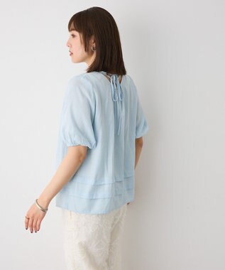 CRAFT STANDARD BOUTIQUE バックレースアップバルーンスリーブブラウス Sax