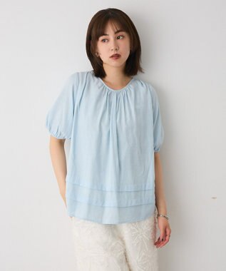 CRAFT STANDARD BOUTIQUE バックレースアップバルーンスリーブブラウス Sax