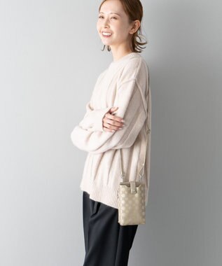 MIYABIYA La quoh with kirakaracho 南蛮七宝プリントレザー スマホショルダー 利休白茶金色(ゴールド)