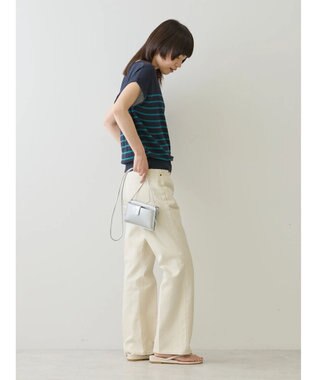 AMERICAN HOLIC 接触冷感フレンチスリーブニットプルオーバー Border Navy