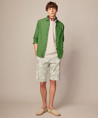 JOSEPH ABBOUD 【リネン素材/清涼感/吸水速乾】リネン天竺ボーダー Ｔシャツ ベージュ系1