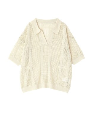 earth music&ecology レーシースキッパーポロニットプルオーバー